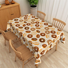 Lofaris Sweet Doughnut Dessert Patterns Yellow Tablecloth