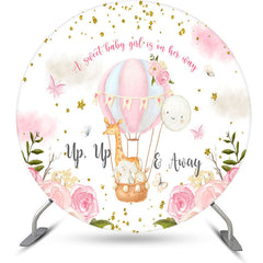 Lofaris Sweet Girl Animals Floral Round Baby Shower Backdrop