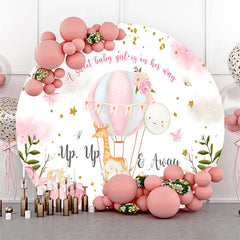 Lofaris Sweet Girl Animals Floral Round Baby Shower Backdrop