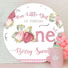 Lofaris Sweet Girl Is Turning One Circle Birthday Backdrop