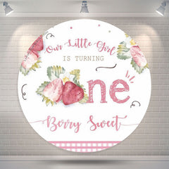 Lofaris Sweet Girl Is Turning One Circle Birthday Backdrop