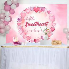 Lofaris Sweet Hearts Watercolor Pink Baby Shower Backdrop