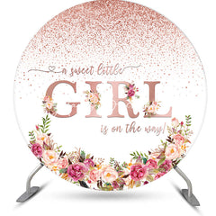 Lofaris Sweet Little Girl Floral Round Baby Shower Backdrop