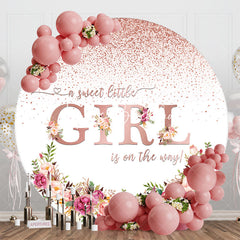 Lofaris Sweet Little Girl Floral Round Baby Shower Backdrop