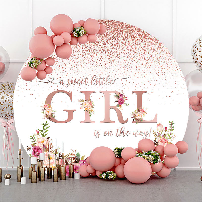 Lofaris Sweet Little Girl Floral Round Baby Shower Backdrop