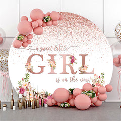 Lofaris Sweet Little Girl Floral Round Baby Shower Backdrop