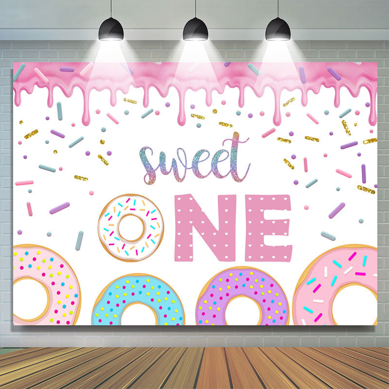 Lofaris Sweet One Colourful Donut 1st Birthday Backdrop