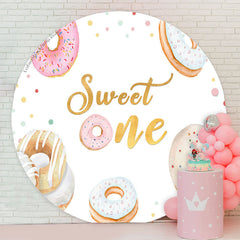 Lofaris Sweet One Donut White Circle 1st Birthday Backdropv