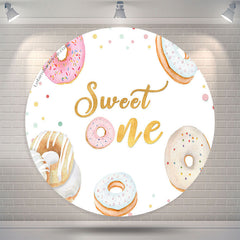 Lofaris Sweet One Donut White Circle 1st Birthday Backdropv