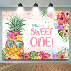 Lofaris Sweet Pineapple Floral Girl 1st Birthday Backdrop