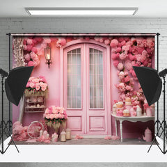 Lofaris Sweet Pink Flower Wood Door Valentines Day Backdrop