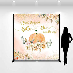 Lofaris Sweet Pumpkin Floral Custom Name Baby Shower Backdrop