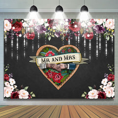 Lofaris Sweet Roses Glitter Strings Heart Grey Wedding Backdrop