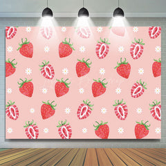 Lofaris Sweet Strawberry Pink Flower Girl Party Backdrop