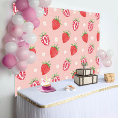 Lofaris Sweet Strawberry Pink Flower Girl Party Backdrop