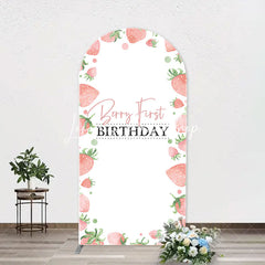 Lofaris Sweet Strawberry White Arcb 1st Birthday Backdrop