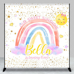 Lofaris Sweet Sunshine Rainbow Turning One Custom Birthday Backdrop