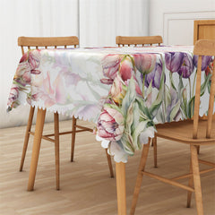 Lofaris Sweet Tulips Full Of Rectangle Tablecloth For Kitchen