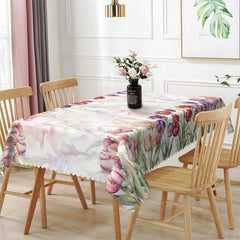 Lofaris Sweet Tulips Full Of Rectangle Tablecloth For Kitchen