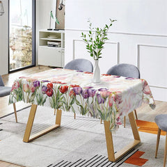 Lofaris Sweet Tulips Full Of Rectangle Tablecloth For Kitchen