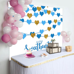 Lofaris Sweetheart Blue Hearts Boys Baby Shower Backdrop