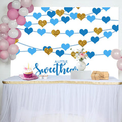 Lofaris Sweetheart Blue Hearts Boys Baby Shower Backdrop