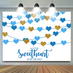 Lofaris Sweetheart Blue Hearts Boys Baby Shower Backdrop