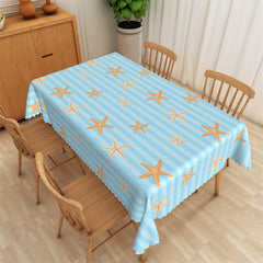 Lofaris Swishchic Blue Stripes Starfish Pattern Tablecloth