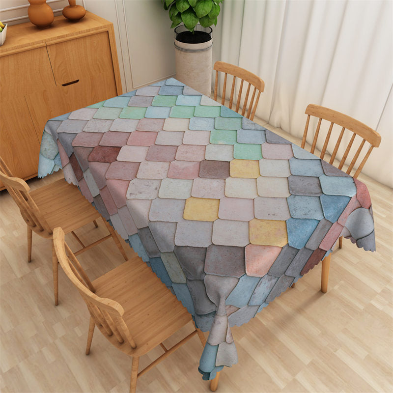 Lofaris Swishchic Colorful Rhomboid Plaid Kitchen Tablecloth