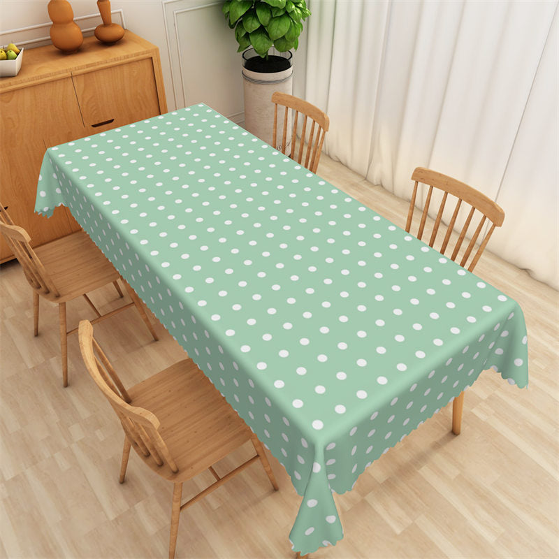 Lofaris Swishchic Mint Green Polka Dots Kitchen Tablecloth