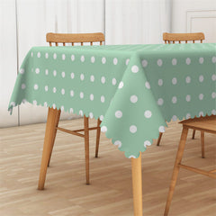 Lofaris Swishchic Mint Green Polka Dots Kitchen Tablecloth