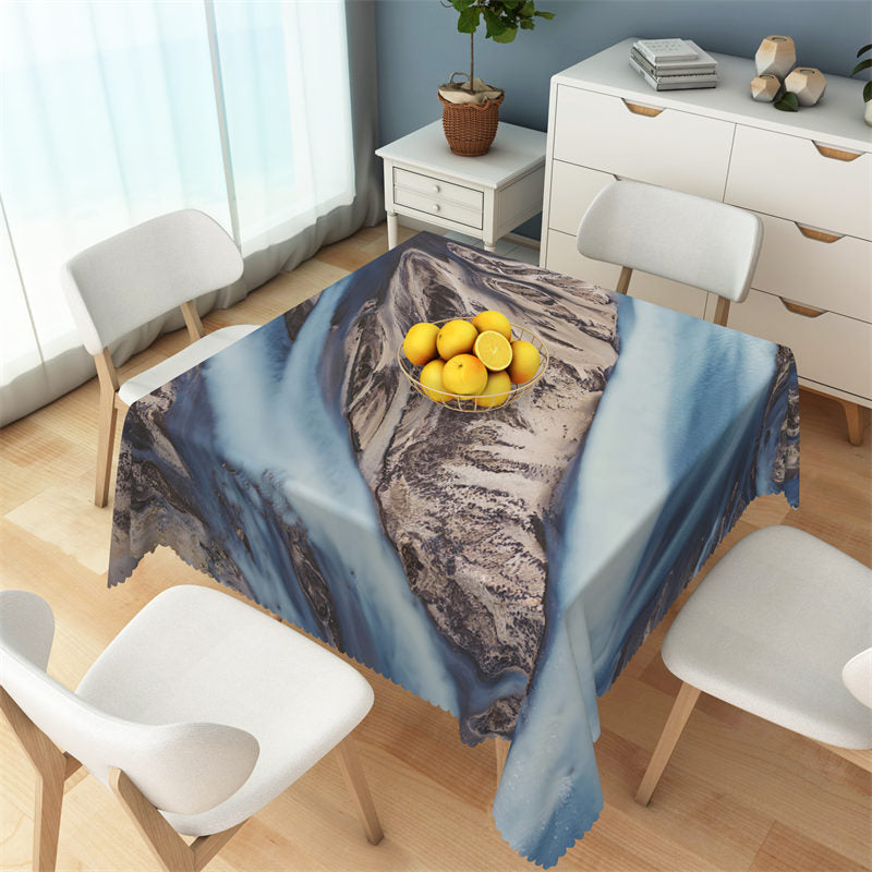 Lofaris Swishchic Mountains Grey Blue Square Tablecloth