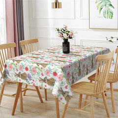 Lofaris Swishchic Rabbits Floral Pattern Vivid Tablecloth