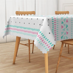 Lofaris Swishchic White Dots Triangle Pattern Tablecloth