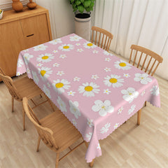 Lofaris Swishchic White Flowers Patterns Pink Tablecloth