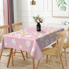 Lofaris Swishchic White Flowers Patterns Pink Tablecloth