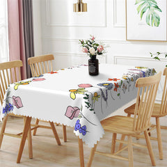 Lofaris Swishchic Wildflowers White Rectangle Tablecloth