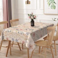 Lofaris Symmetrical Flowers Leaves Boho Rectangle Tablecloth