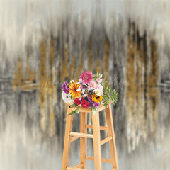 Lofaris Symmetrical Grey Gold Graffiti Wall Photo Backdrop