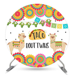 Lofaris Taco Bout Twins Sheep Baby Shower Round Backdrop