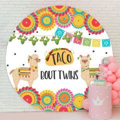 Lofaris Taco Bout Twins Sheep Baby Shower Round Backdrop