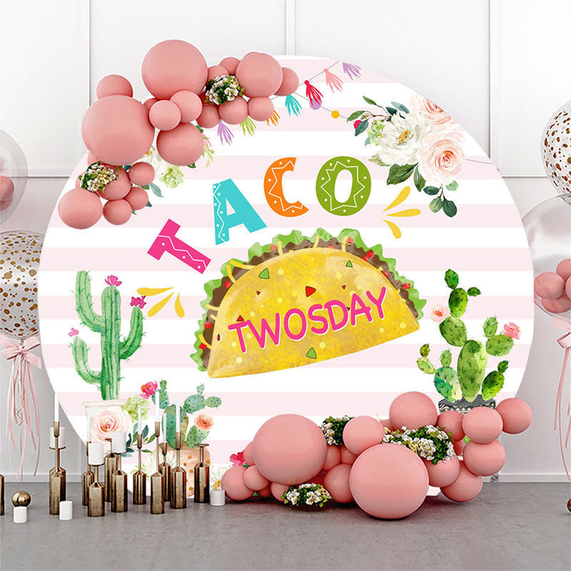 Lofaris Taco Twosday Cactus Round 2nd Birthday Backdrop