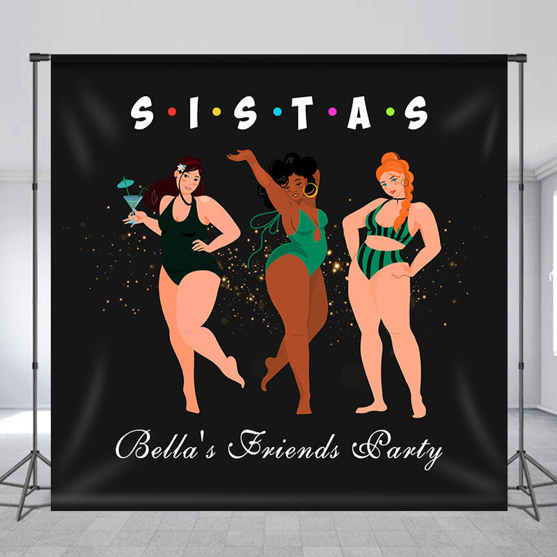 Lofaris Tankini Beauty Sistas Black Custom Party Backdrop