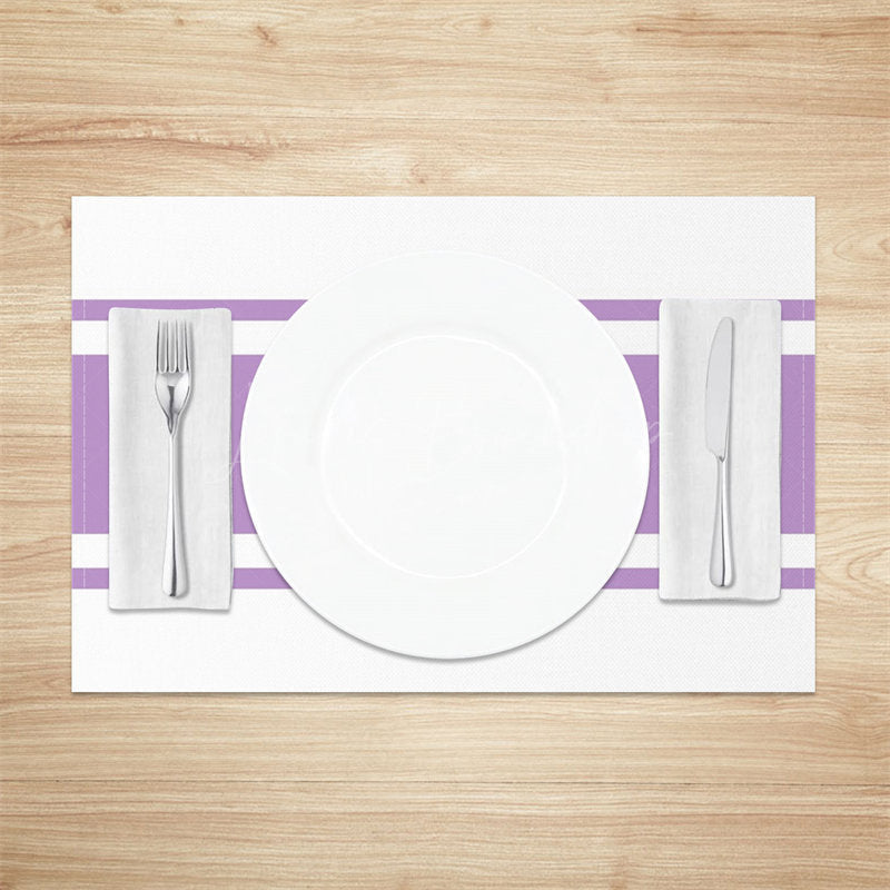 Lofaris Taro Purple White Lines Rectangle Set Of 4 Placemats