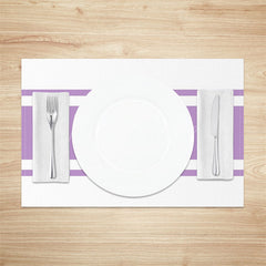 Lofaris Taro Purple White Lines Rectangle Set Of 4 Placemats