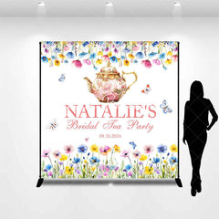 Lofaris Tea Party Teapot Custom Name Bridal Shower Backdrop