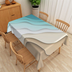 Lofaris Teal Brown Gradient Geometric Ripple Tablecloth