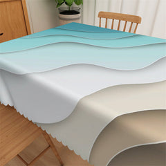 Lofaris Teal Brown Gradient Geometric Ripple Tablecloth