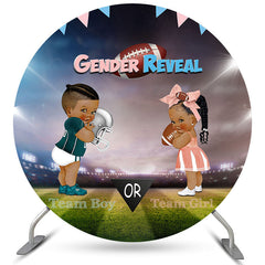 Lofaris Team Boy Or Girl Gender Reveal Shiny Round Backdrop