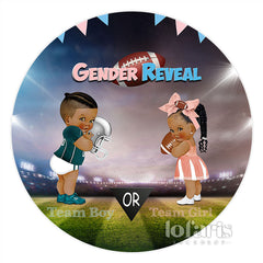 Lofaris Team Boy Or Girl Gender Reveal Shiny Round Backdrop